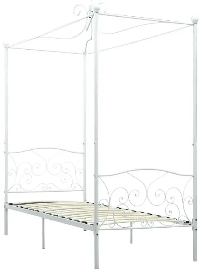 Białe rustykalne łóżko z baldachimem 90x200 cm - Ifrexi