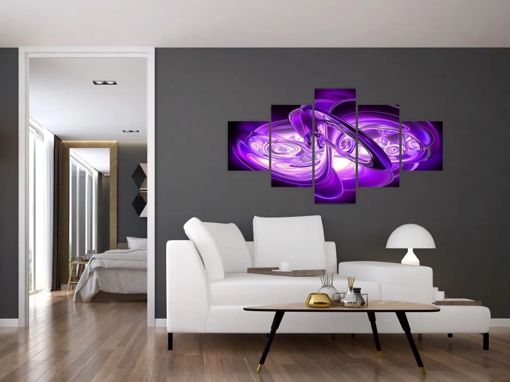 Obraz fioletowych fraktali (125x70 cm)