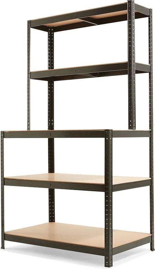 REGAŁ MAGAZYNOWY Z NADSTAWKĄ P 100X30/60X180 CM 5 PÓŁEK 150 KG/PÓŁKĘ