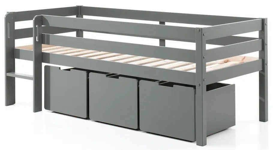 Szare szuflady pod łóżko dziecięce 3 szt. Pino – Vipack