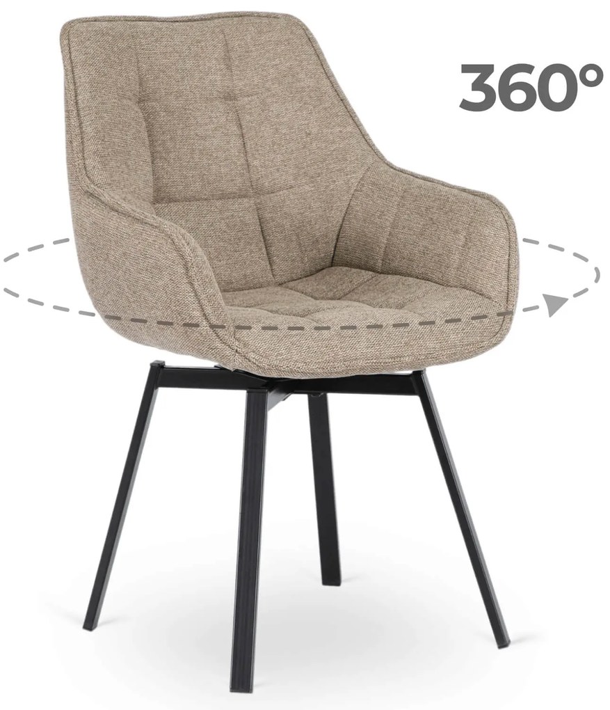 Krzesło Tapicerowane Obrotowe do Salonu LUNA 2 Beżowe Nowoczesne Loft