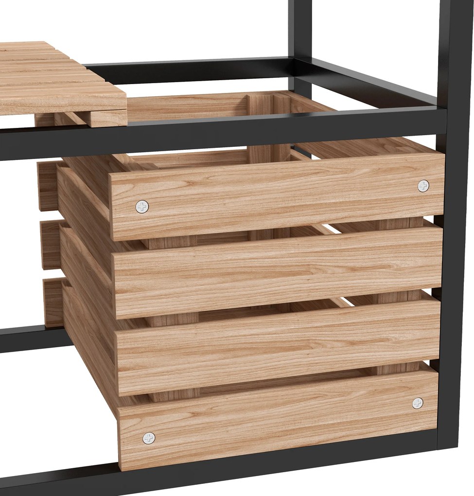 Outsunny Skrzynka na Kwiaty Podwyższony Grząd, Odporny na Warunki Atmosferyczne, 3 Skrzynki do Sadzenia, 83 cm x 39 cm x 100 cm, Naturalny + Czarny