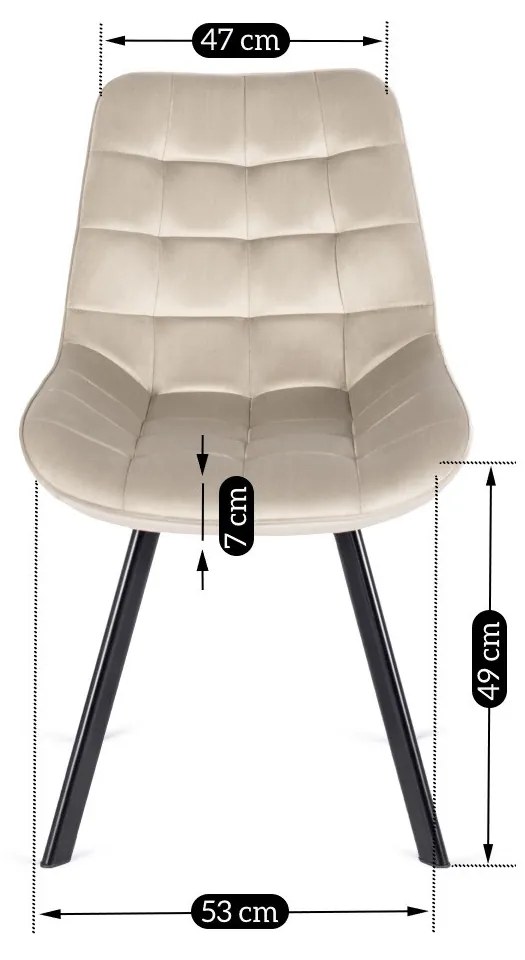 Krzesło Tapicerowane do Salonu RICK Ecru Welurowe Nowoczesne Loft