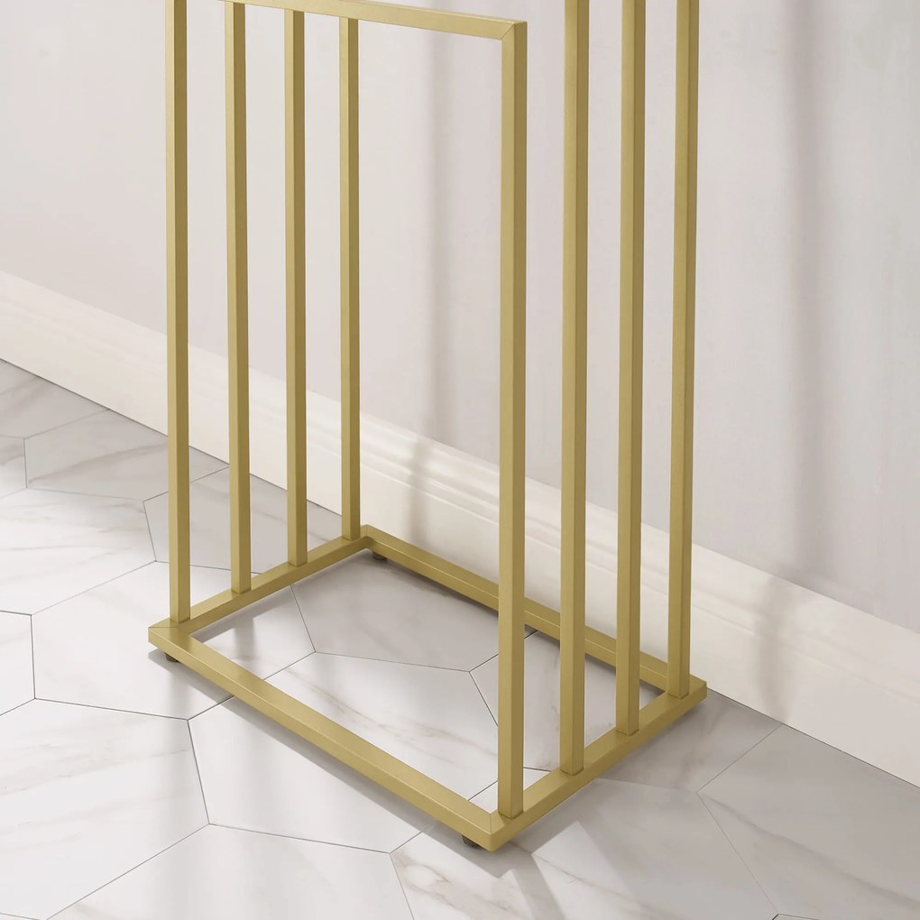 Wieszak na ręczniki LINESTRO metalowy z 4 ramionami 93x45cm, złoty