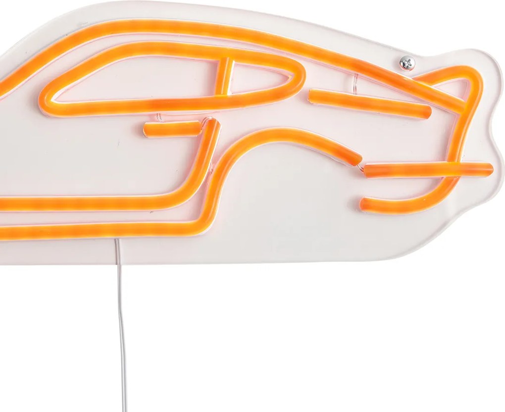 Neonowa lampa ścienna pomarańczowa z LED - Samochód