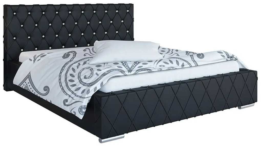 Pikowane łóżko z zagłówkiem glamour 160x200 Bonet 2X - 36 kolorów
