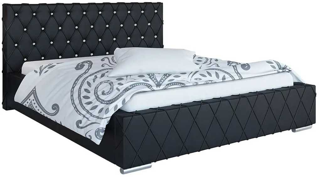 Pikowane łóżko z zagłówkiem glamour 160x200 W9-F65