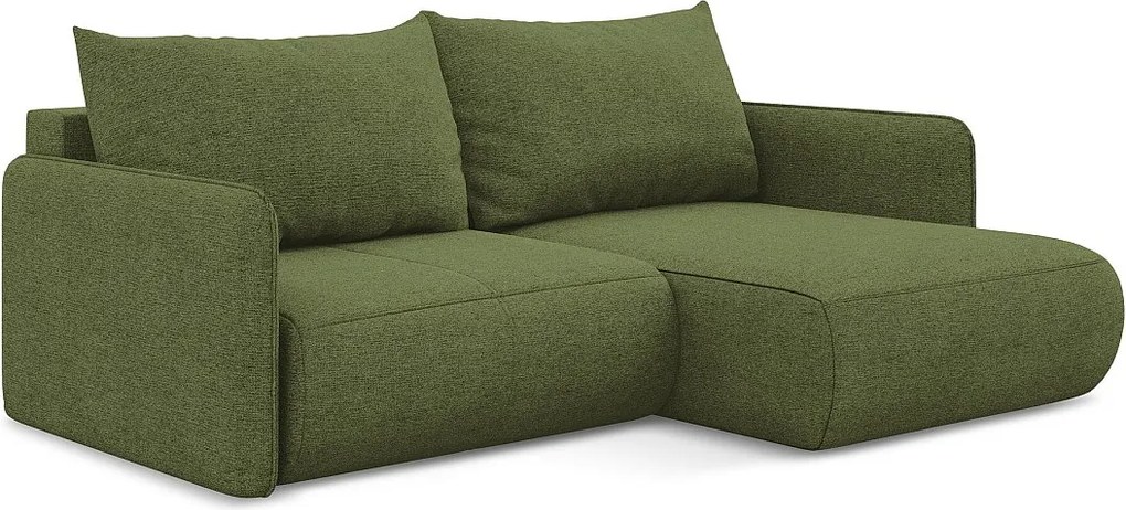 Narożnik prawostronny z funkcją spania - z tkaniny szenilowej - butelkowa zieleń - NANEA