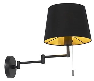 Lampa ścienna czarna z czarnym kloszem i regulowanym ramieniem - Ladas Deluxe