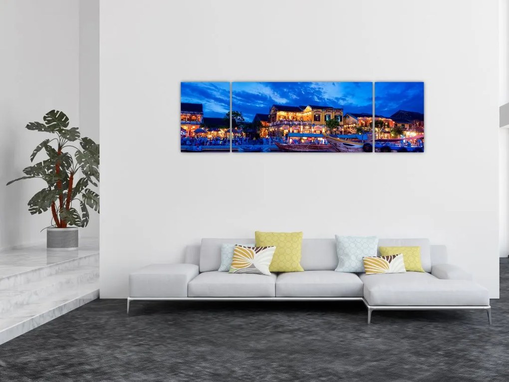 Obraz nocnego miasta Hoi An w Wietnamie (170x50 cm)