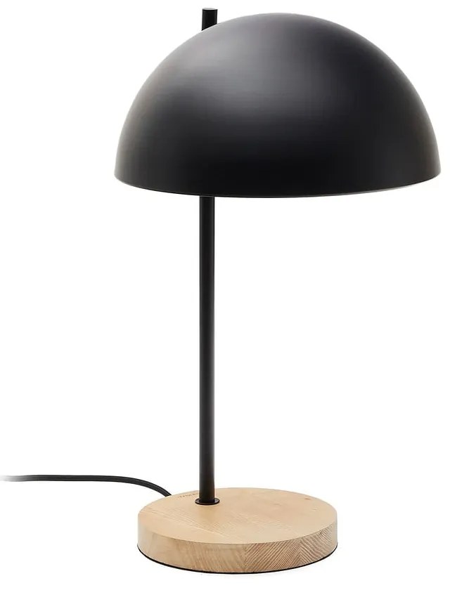 Czarna/w naturalnym kolorze lampa stołowa z metalowym kloszem (wysokość 48,5 cm) Catlar – Kave Home