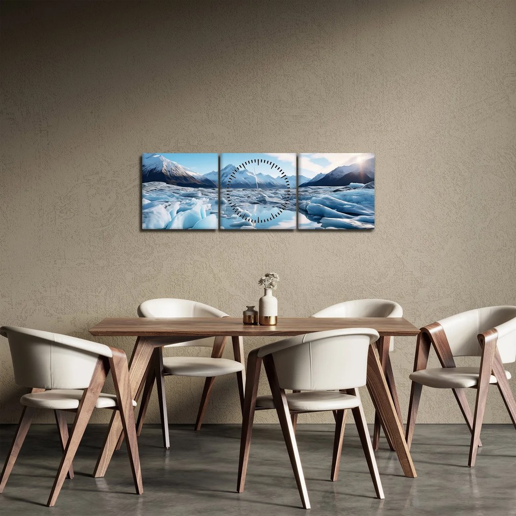 Obraz - Formacje lodowcowe (z zegarem) (90x30 cm)