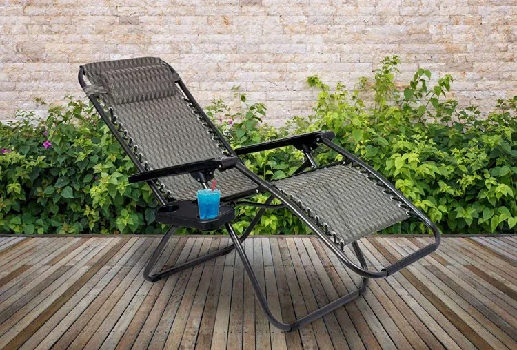 Brązowy składany leżak ogrodowy S2-P54