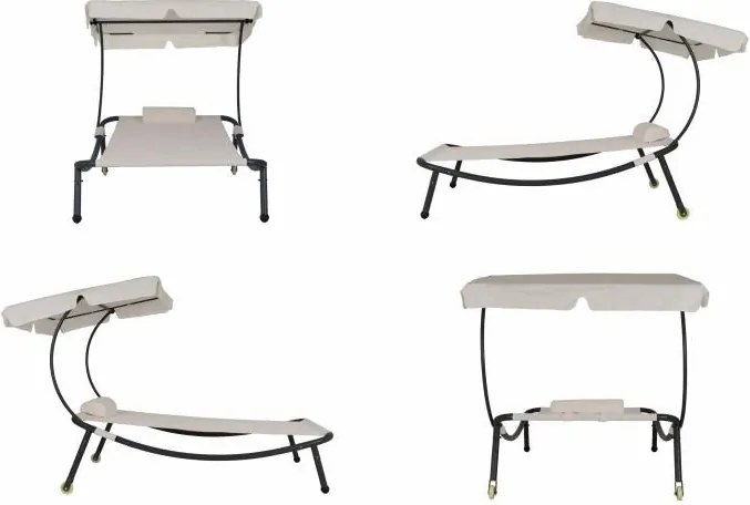 Kanapa ogrodowa z dachem i kołami - 202 x 139 x 152 cm