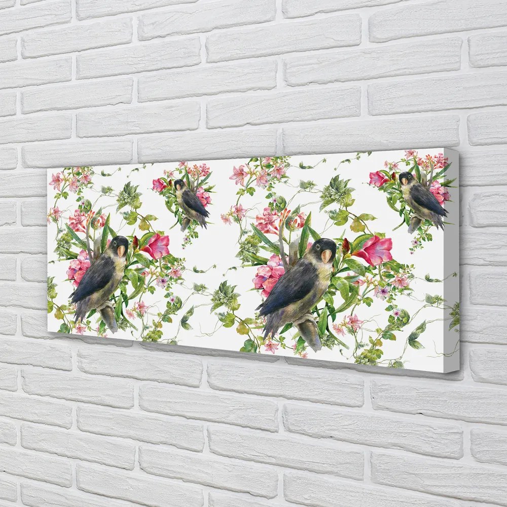 Obraz drukowany na płótnie Ptaki Siedzące na Gałęzi