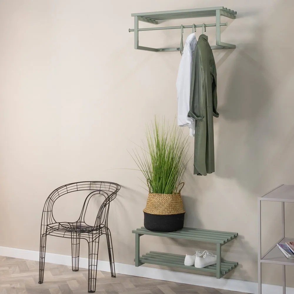 Szarozielona metalowa wisząca szafka na buty 71x26x34 cm Marco – Spinder Design