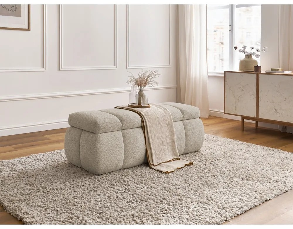 Beżowa ławka z materiału bouclé – Bobochic Paris