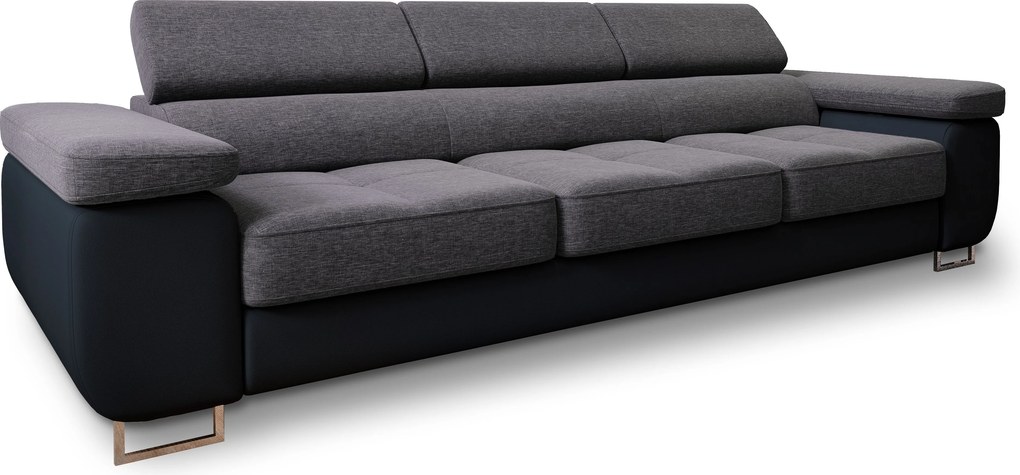 Masseno Sofa MOSINE z funkcją spania, Rozkładana sofa z regulowanymi zagłówkami - Szary, SAWANA 05 + MADRYT 9100