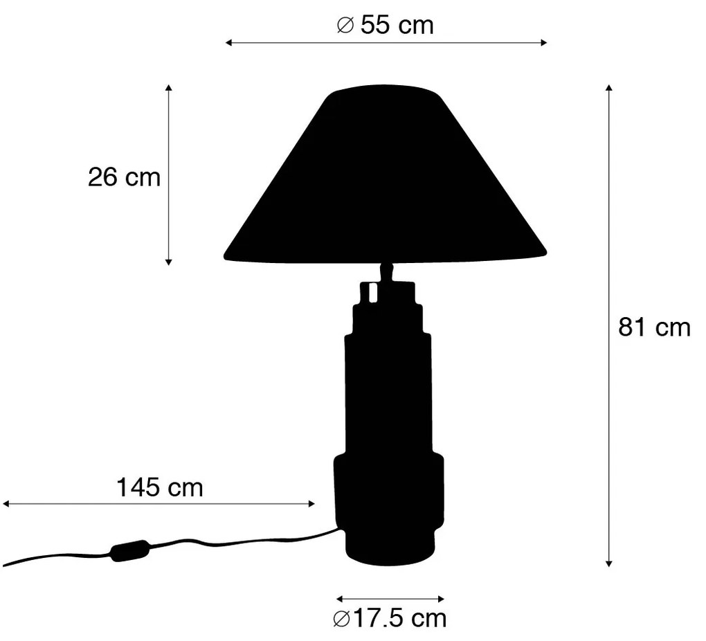 Lampa stołowa brązowy abażur z tkaniny beżowy 55 cm - Bruut