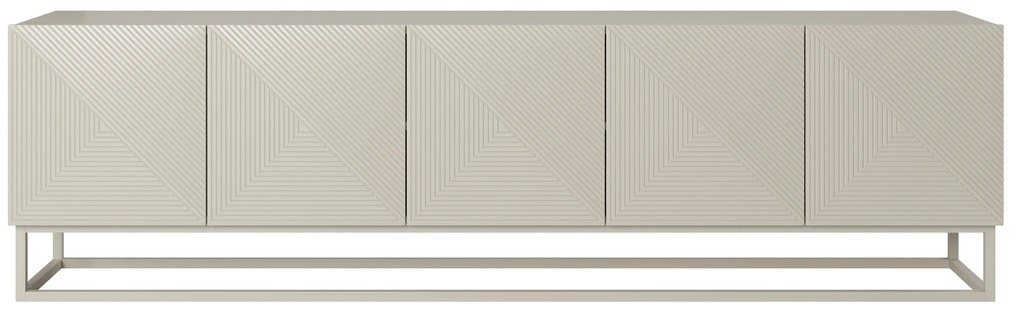 Szafka RTV Asha 200 cm z ryflowanym frontem i kaszmirowym stelażem - kaszmir