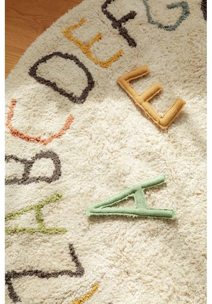 Kremowy bawełniany dziecięcy dywan do zabawy ø120 cm ABC Color and Letters – Lorena Canals