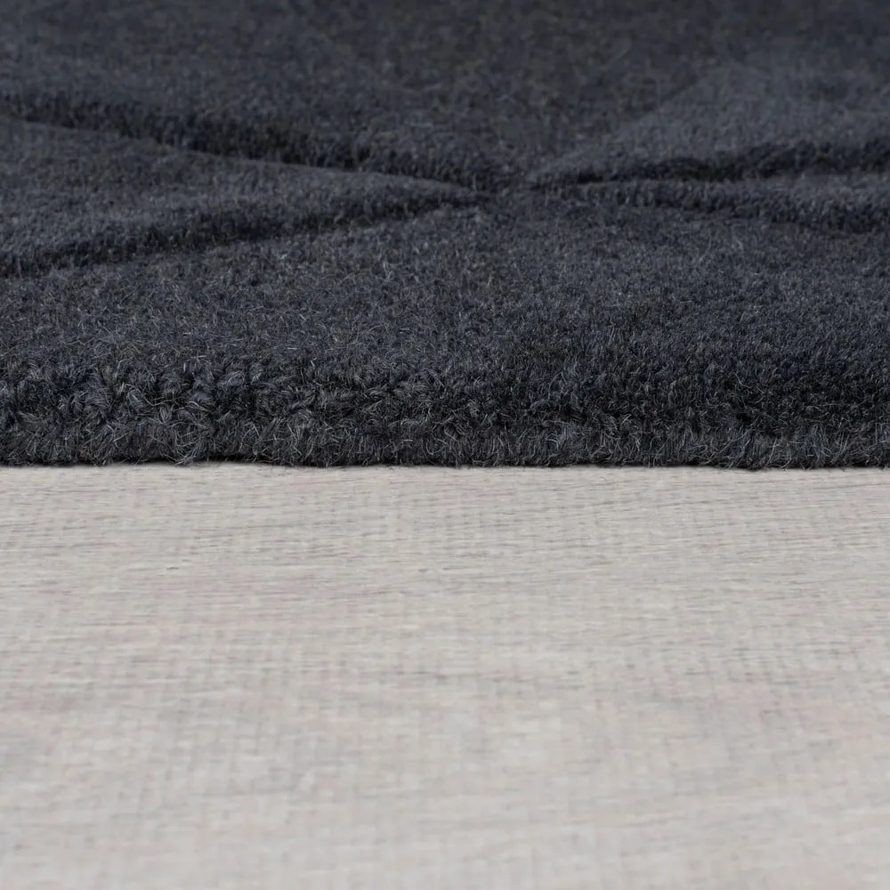 Antracytowy wełniany okrągły dywan tkany ręcznie ø 160 cm Shard Charcoal – Flair Rugs