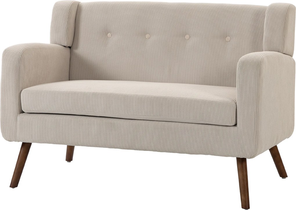 HOMCOM Sofa 2-osobowa 118 cm z wyglądem sztruksu, pikowanie z guzikami Wygodna nowoczesna sofa tapicerowana z drewnianymi nogami do małych pomieszczeń | Aosom PL