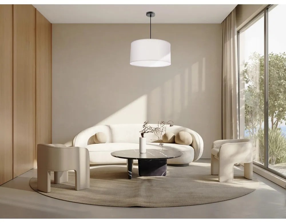 Biała lampa wisząca z tekstylnym kloszem ø 40 cm Shanti – Candellux Lighting