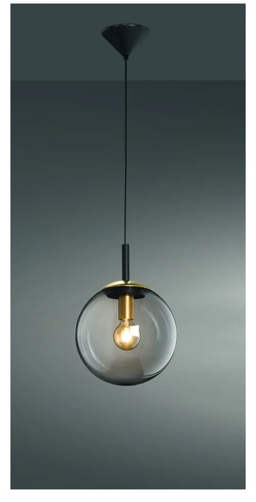 Czarna lampa wisząca ze szklanym kloszem Dini – Fischer &amp; Honsel