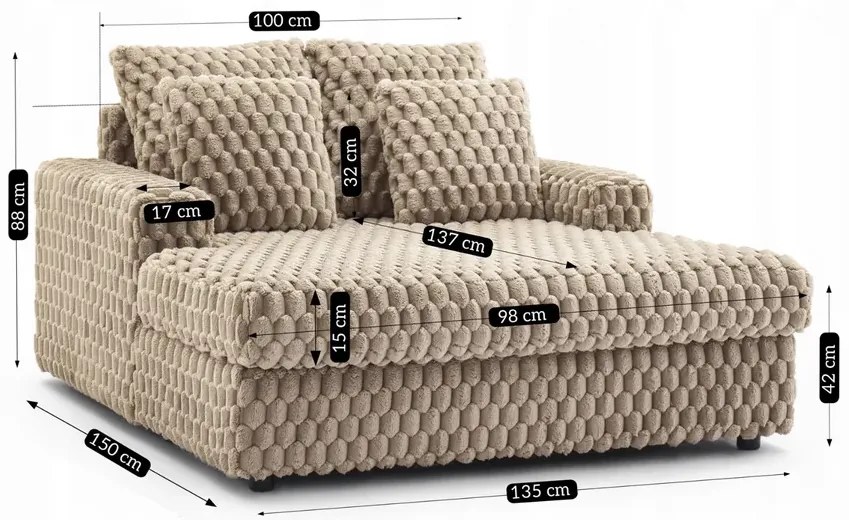 Nowoczesny brązowy fotel pluszowy R6-P95