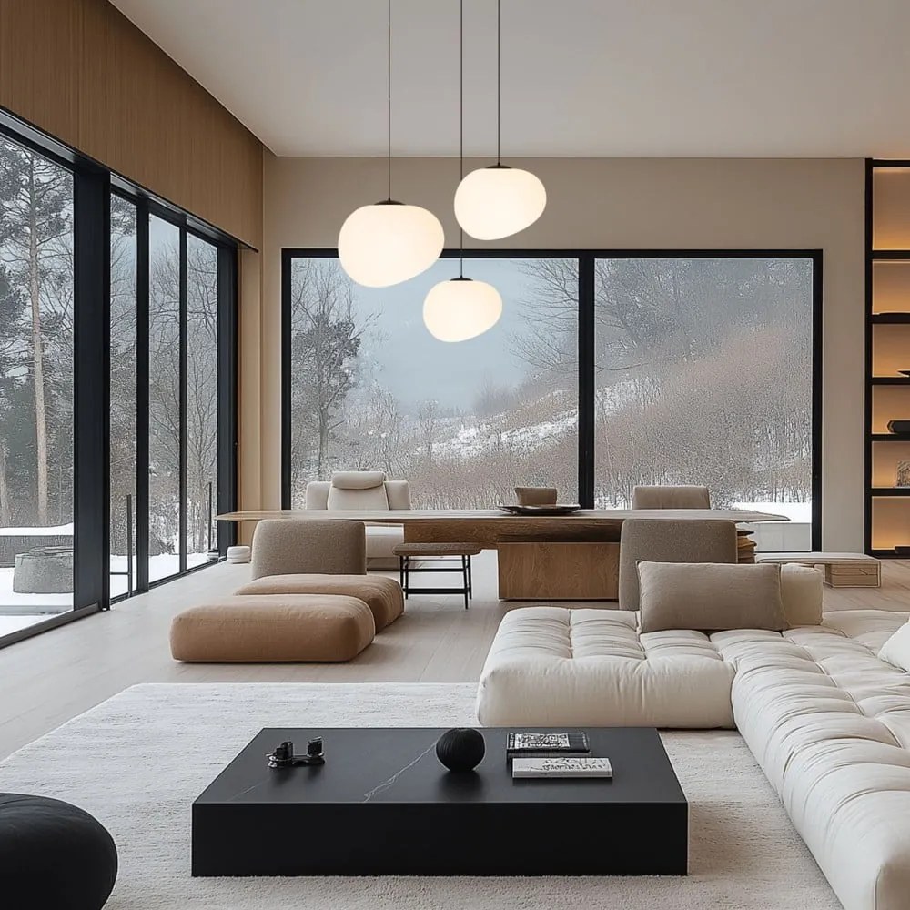 Czarno-biała lampa wisząca Stones – Candellux Lighting