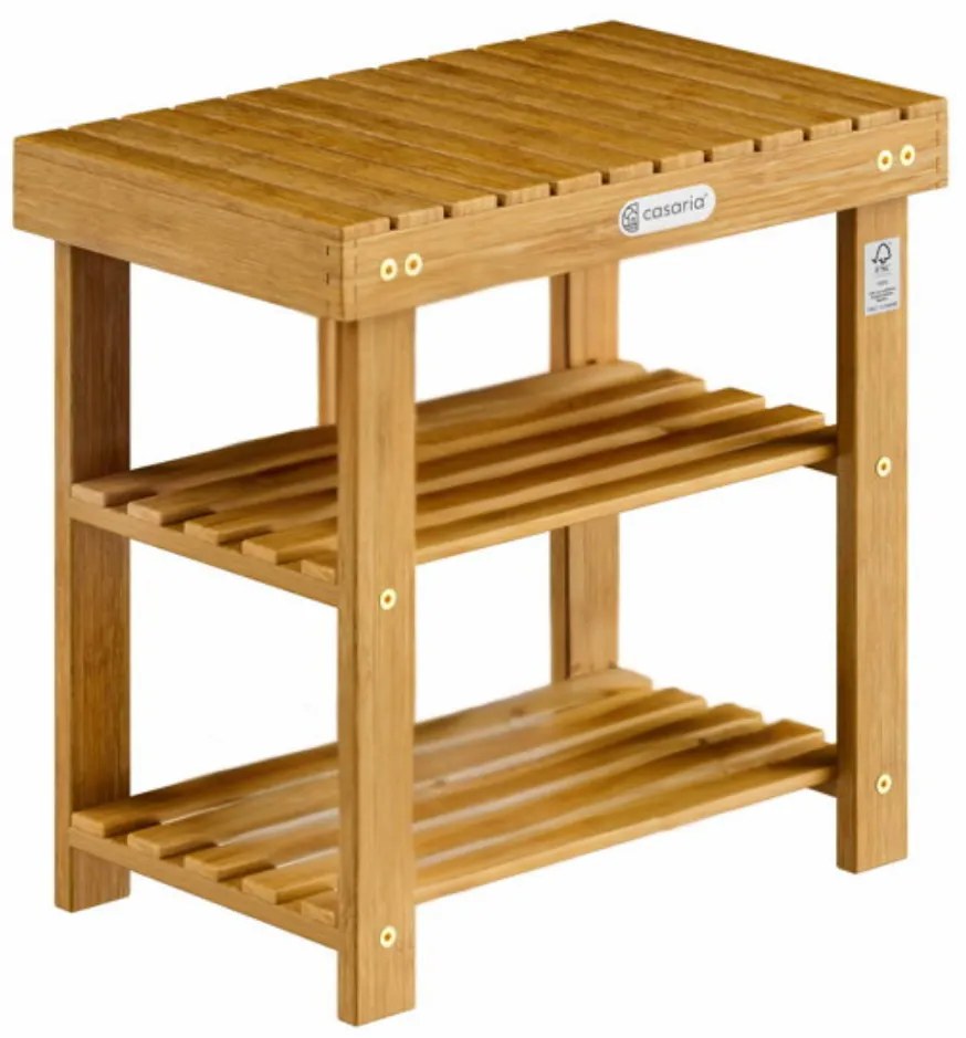 Ławka do przedpokoju z miejscem na buty NINA, 50x33x46cm, naturalny brąz Casaria