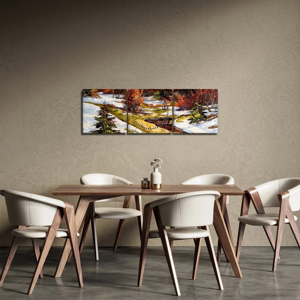 Obraz - Nadejście wiosny (z zegarem) (90x30 cm)