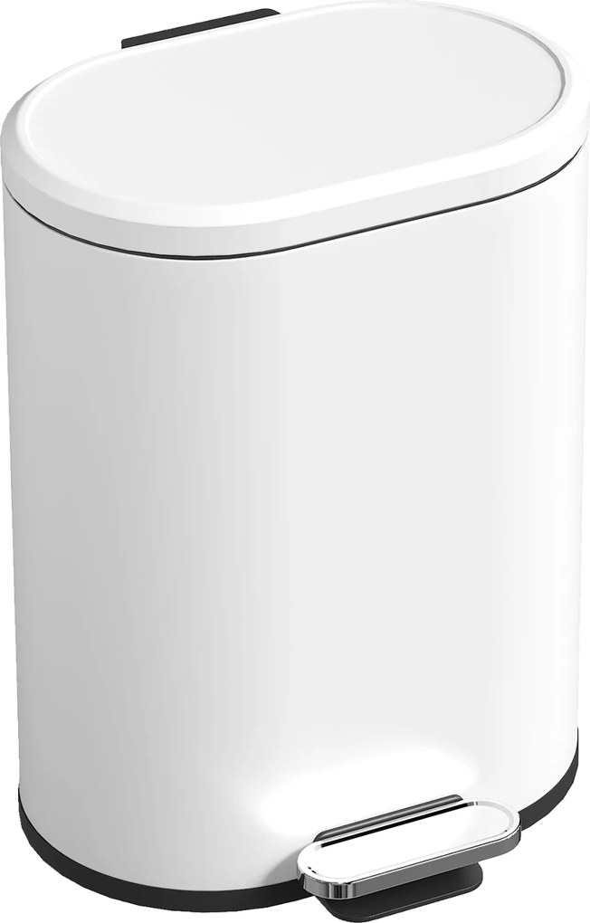 HOMCOM Kosz na śmieci 12 l, kosz pedałowy z pokrywą, pedał nożny, wkład wewnętrzny, funkcja soft-close, 30 x 25,5 x 37,5 cm, biały