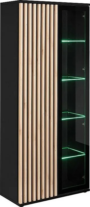 Witryna wysoka CAMERON LED hickory jackson/czarna