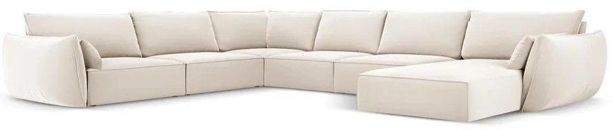 Beżowy aksamitny narożnik (lewostronny/w kształcie litery U) Vanda – Mazzini Sofas