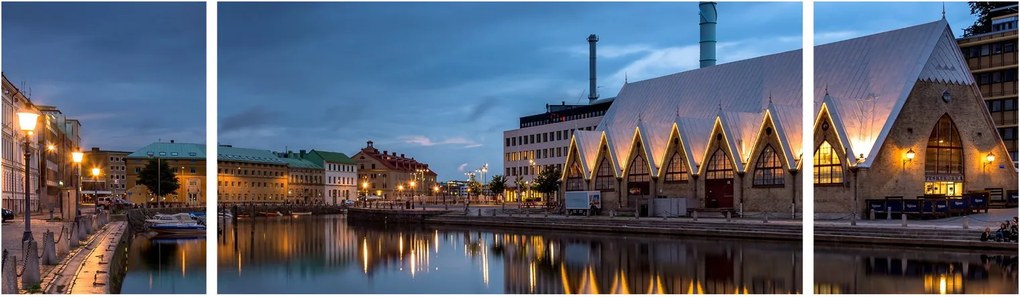 Obraz kanału wodnego - Göteborg (170x50 cm)