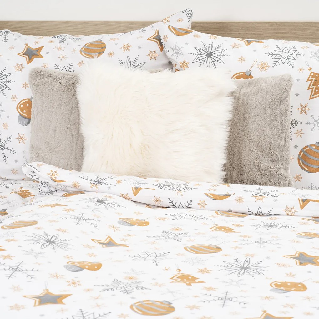 4Home Pościel flanelowa Golden Xmas Night, 220 x 200 cm, 2 szt. 70 x 90 cm
