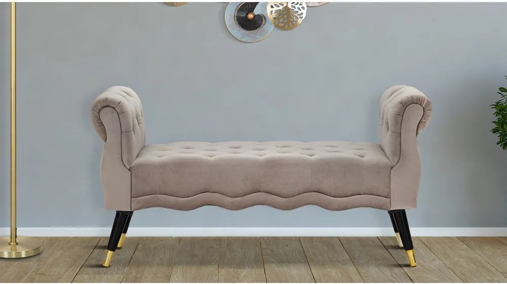 Szarobrązowa aksamitna ławka Paris – Mauro Ferretti