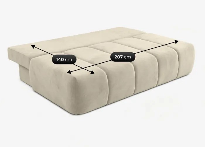 Sofa z Funkcją Spania SARIA Kremowa Welurowa Nowoczesna