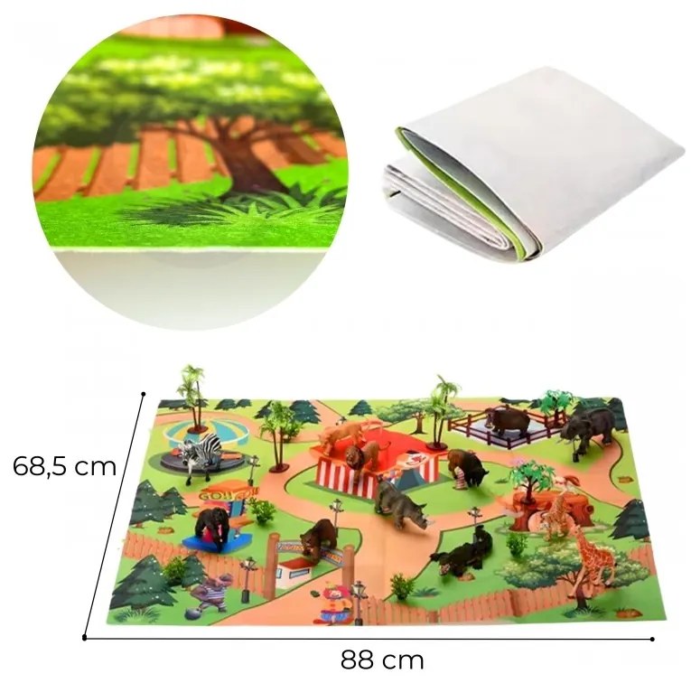 Woopie large wild animal figures set + mat and accessories 23 el.