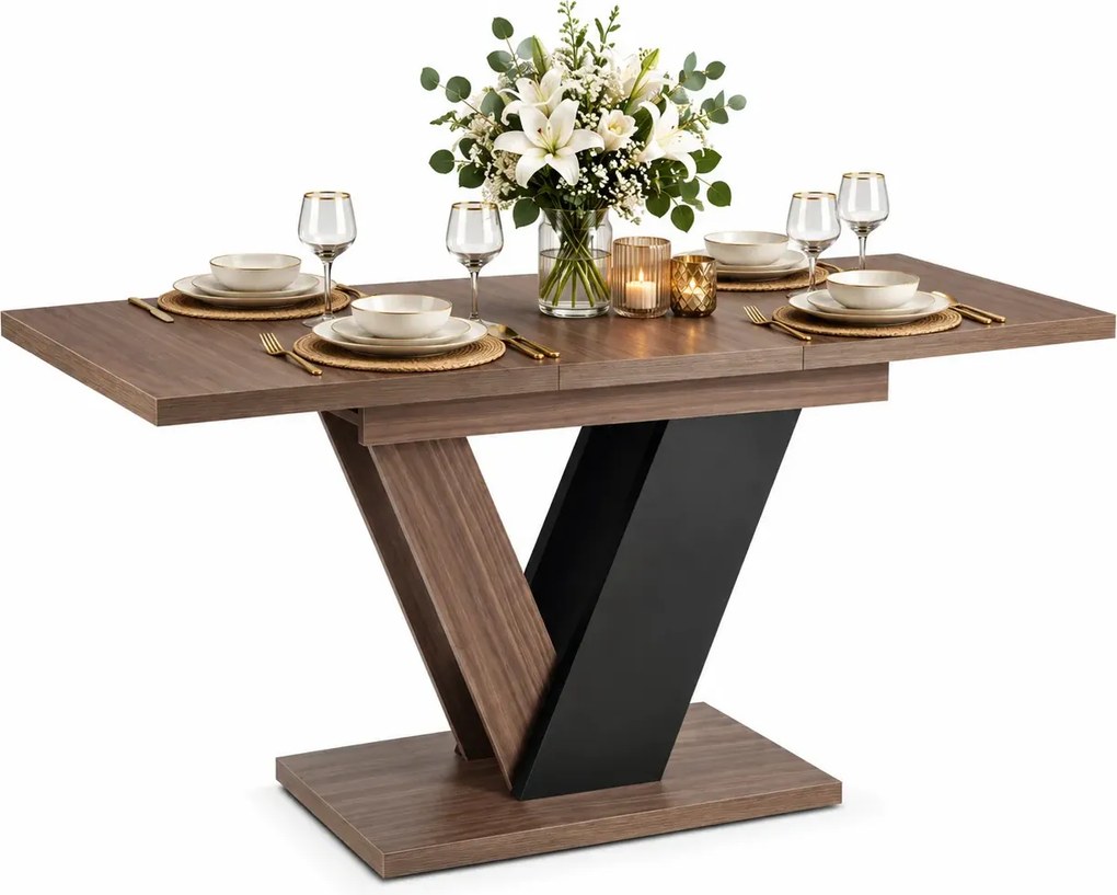 Orzechowy stół prostokątny rozkładany 120-160 cm orzech + czarny H5-G56