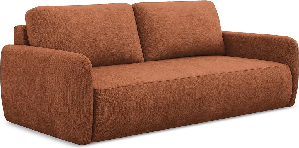 Kanapa 3-osobowa z funkcją spania - z tkaniny szenilowej - terakota - LILO