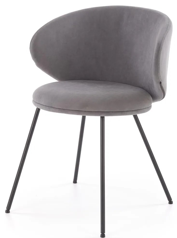 Krzesło do jadalni tapicerowane popiel szary mat welur K587