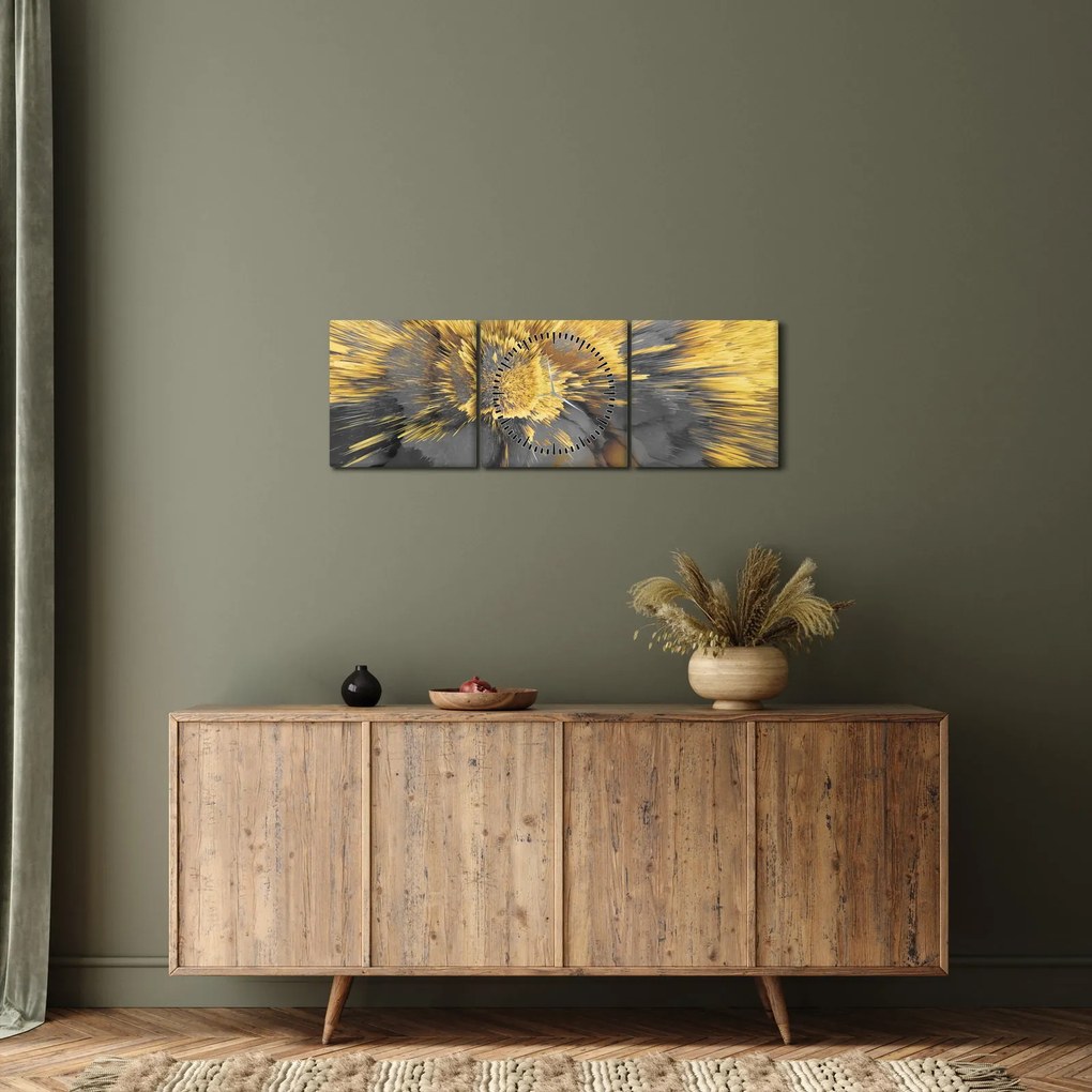 Obraz - Złota ekspansja (z zegarem) (90x30 cm)
