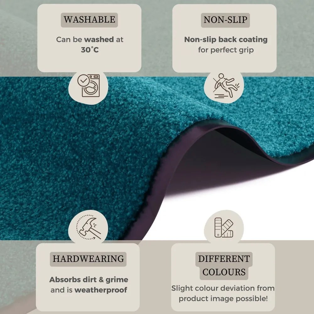 Turkusowa wycieraczka Hanse Home Wash &amp; Clean, 39x58 cm