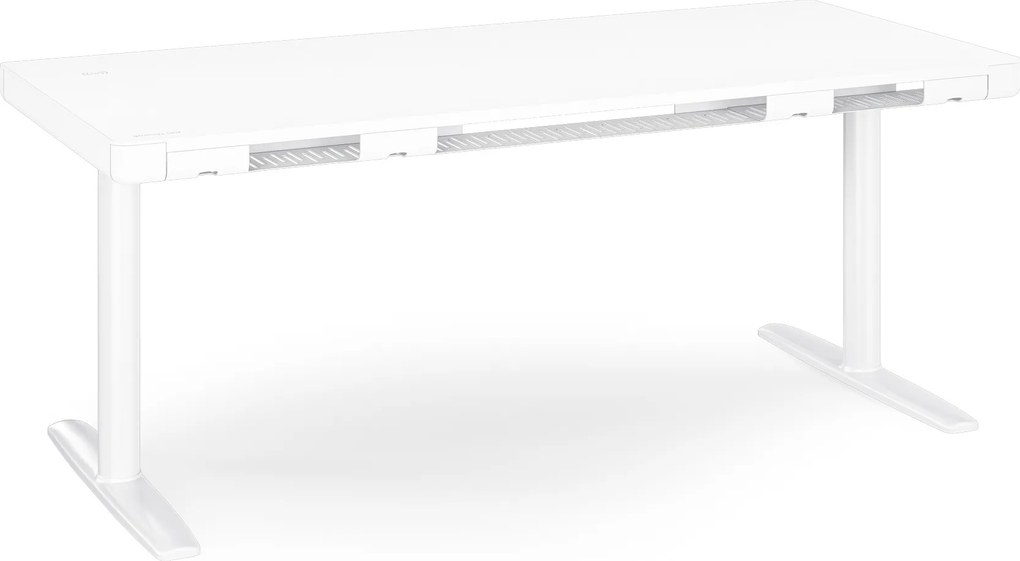 Biurko elektryczne sit-stand z szufladą i ładowarką bezprzewodową Qi białe, 1600 mm: ELLIS