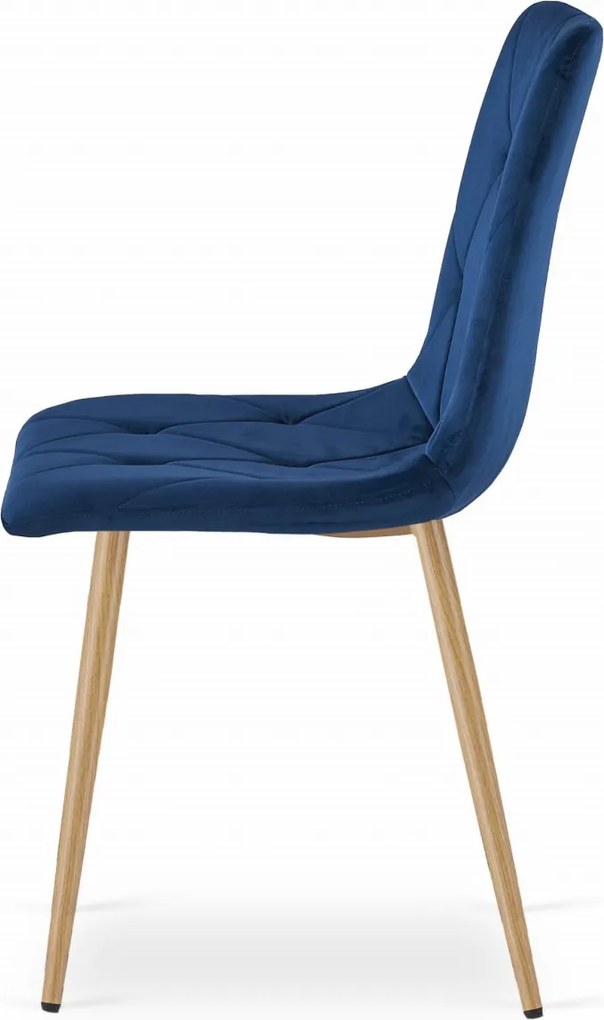 Niebieskie aksamitne krzesło do jadalni LIBRA