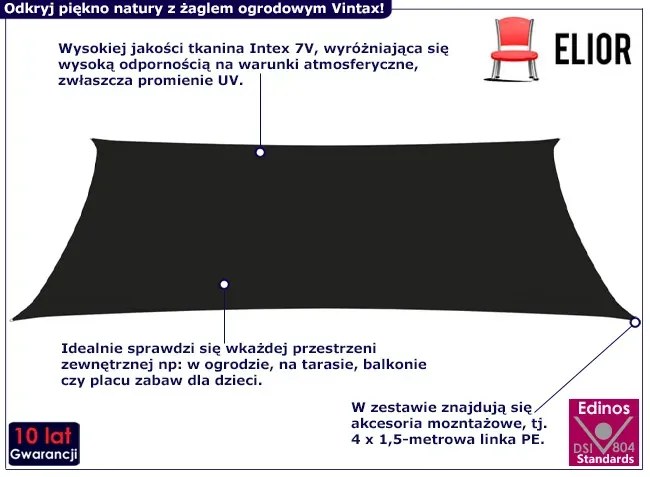 Czarny żagiel przeciwsłoneczny - Gusi