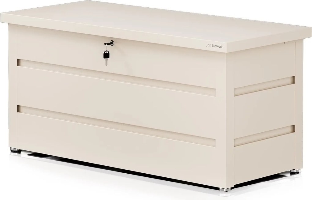 Metalowa skrzynia ogrodowa Carrie 360 litrów, 119 × 58 × 52 cm, kolor beżowy